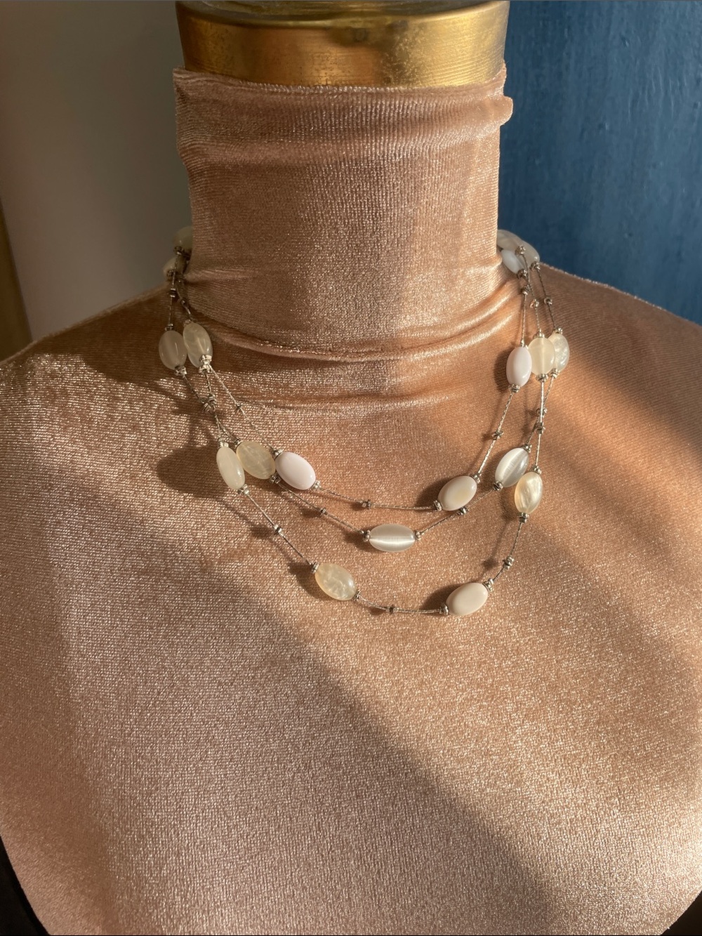 Multi-Strand White Bead Layered Necklace - Women Jewelry